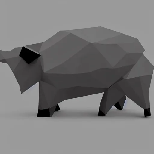 Image similar to a geometric low poly pig, by mark li