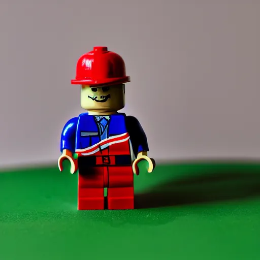 Prompt: miniature Donald Trump Lego figure, macro, dslr photo