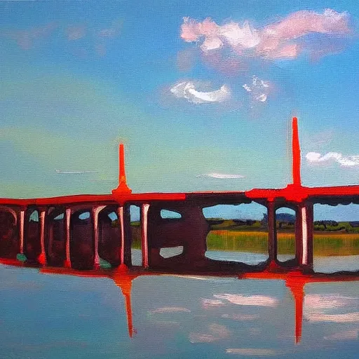 Image similar to beautiful painting of sargent texas high bridge over intracoastal waterway by olaf krans