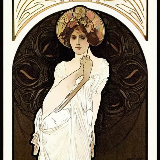 Prompt: Woman, by Alphonse Mucha.