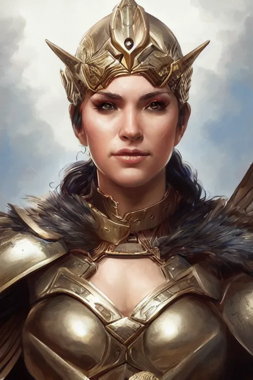 Image similar to amazon valkyrie athena, d & d, fantasy, portrait, highly detailed, headshot, digital painting, trending on artstation, concept art, sharp focus, illustration, art by artgerm and greg rutkowski and magali villeneuve