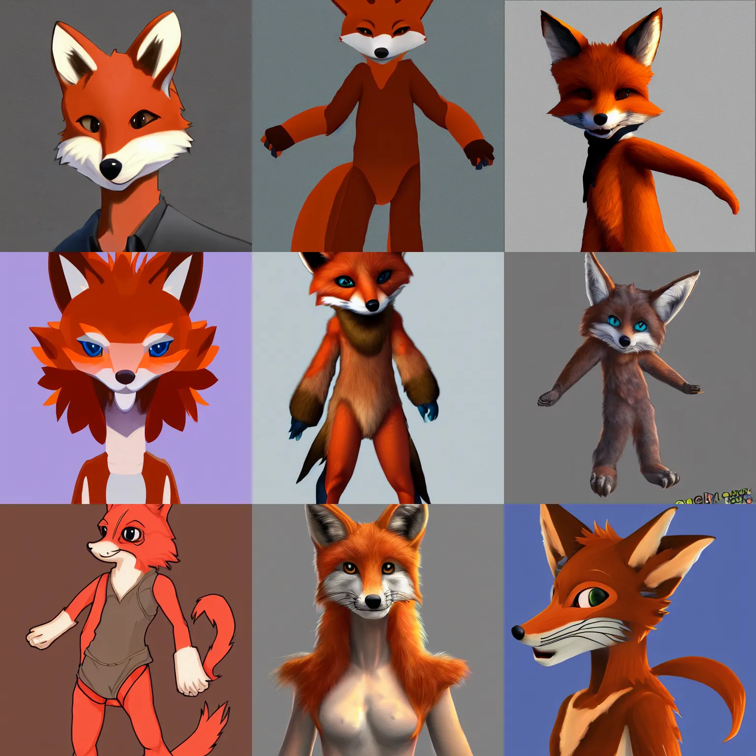 Prompt: a cartoon humanoid anthro furry fox character, digital art, highly detailed, trending on FurAffinity