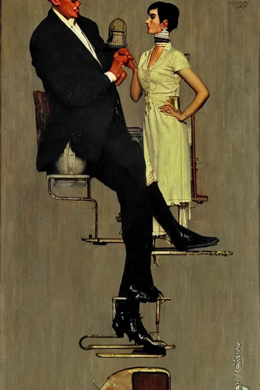 Image similar to lurch from the addams family painted by norman rockwell