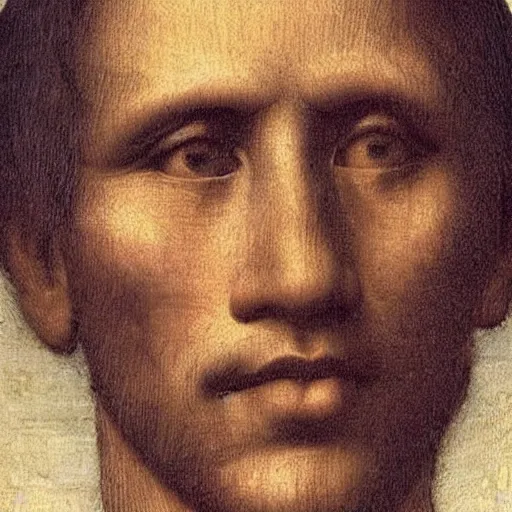 Image similar to portrait of barack obama president of the usa, short hair. painting by leonardo da vinci