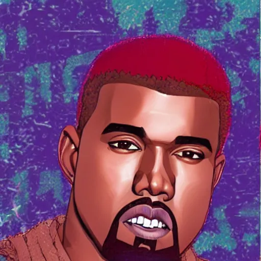 Image similar to anime key visual of rapper Kanye west, pixiv, portrait