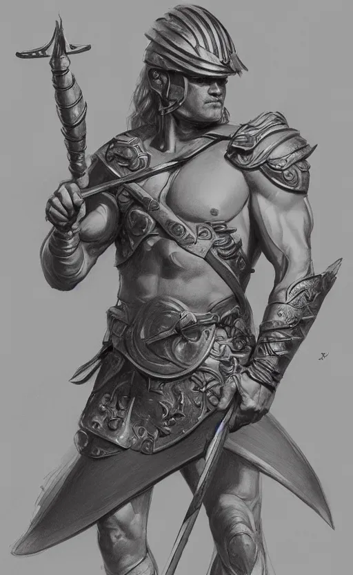 Prompt: highly detailed painting of achilles holding a spear and wearning a helmet, a pencil sketch by jesper ejsing, trending on artstation, high fantasy, loose pencil sketch, sketchy, concept art, cinematic, white space