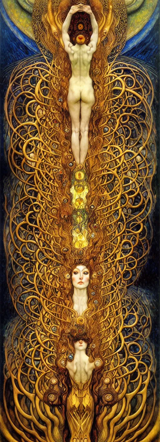 Image similar to Divine Chaos Engine by Karol Bak, Jean Delville, William Blake, Gustav Klimt, and Vincent Van Gogh, symbolist, visionary