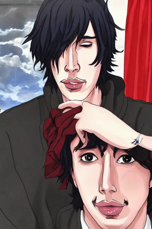 Prompt: adam driver as an anime character, film quality