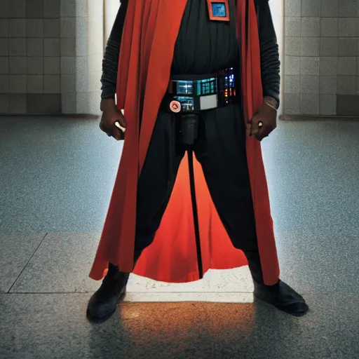 Image similar to 2 1 savage as a jedi master cinematic scene, wide angle, full body, 3 5 mm