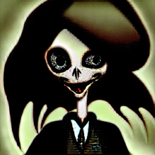 Image similar to grunge cartoon drawing of a plushie by - michael karcz , in the style of corpse bride, loony toons style, horror themed, detailed, elegant, intricate