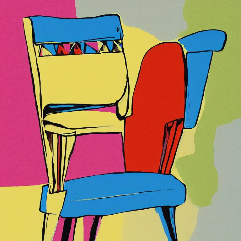 Prompt: Pop-art painting of an armchair