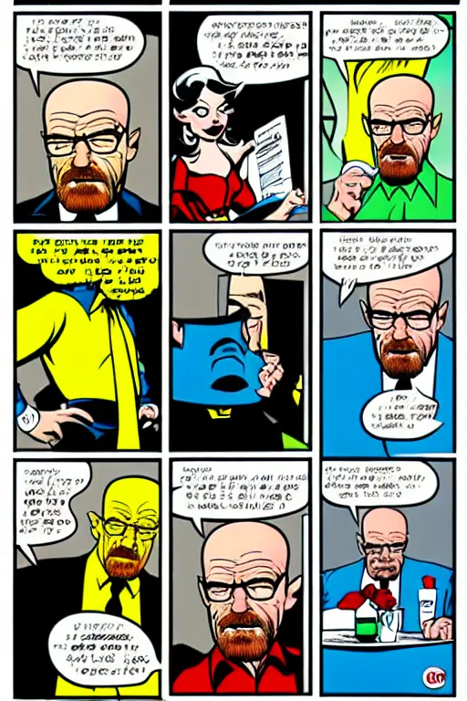 Image similar to walter white, in the style of dan decarlo, as drawn by dan decarlo for archie comics,