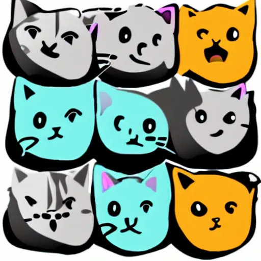 Prompt: cat emoji times seven sticker