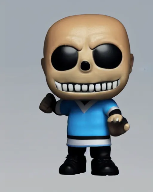 Prompt: full body 3d render of Sans as a funko pop, studio lighting, white background, blender, trending on artstation, 8k, highly detailed