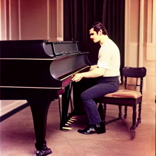 Image similar to henry cavill playing piano, autochrome