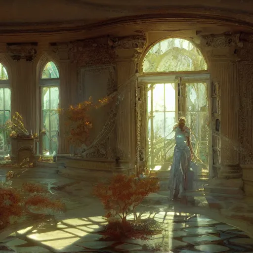 Prompt: detailed cinematic wide shot of the futuristic white house that is existing far in the future where humans evolved to be solarpunk, ultra realistic, spring light, painting by gaston bussiere, craig mullins, j. c. leyendecker