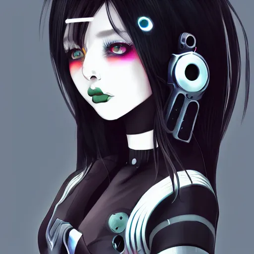 Image similar to A beautiful portrait of a futuristic cybergoth girl, pixiv