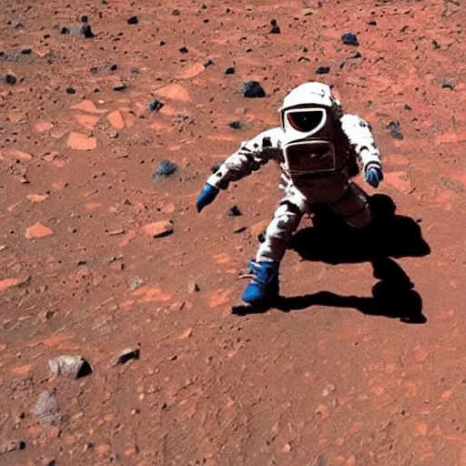 Image similar to dude hitting the whip dance move on mars