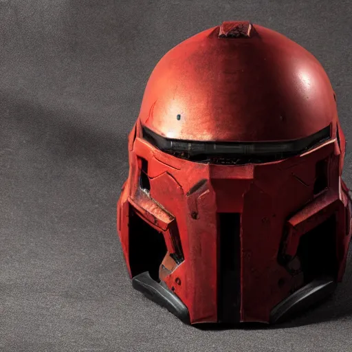 Image similar to doom slayer's helmet from doom eternal, photography