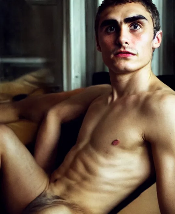 Prompt: portrait of dave franco photographed by nan goldin