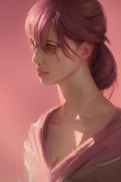 Image similar to portrait, soft, pink, artgerm and and greg rutkowski, trending on artstation