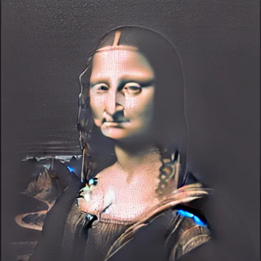 Prompt: photorealistic marble bust of mona lisa, smooth light from upper left, dark background, studio lights