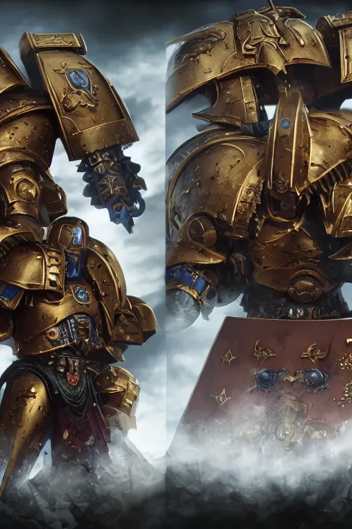 Image similar to armor portrait heros warhammer 4 0 k horus heresy fanart - the primarchs emperor by johannes helgeson animated with vfx concept artist & illustrator global illumination ray tracing hdr fanart arstation zbrush central hardmesh 8 k octane renderer comics stylized