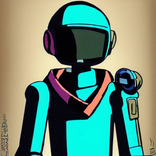 Image similar to portrait of canti the robot from flcl anime, he is holding a valorant style sniper rifle