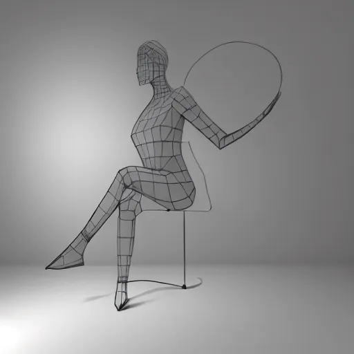 Image similar to a large flaurecent lamp in a shape of woman body placed in a living room, designer pencil 3d sketch, HD resolution