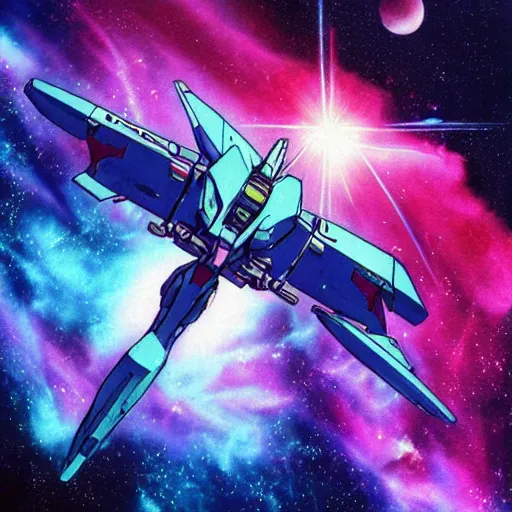 Prompt: “artwork of Four Muramase from Zeta Gundam floating in a beautiful nebula”
