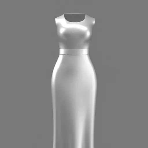 Image similar to a dress created with aluminim foil. octane render