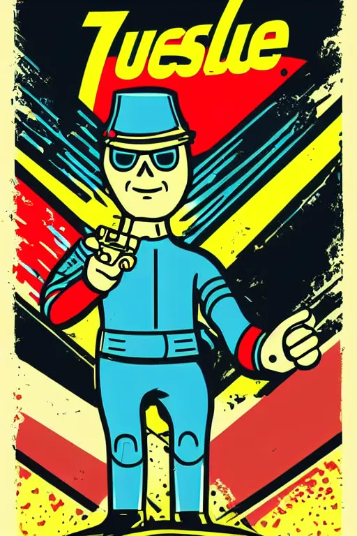 Image similar to fallout 7 6 retro futurist illustration art by butcher billy, sticker, colorful, illustration, highly detailed, simple, smooth and clean vector curves, no jagged lines, vector art, smooth andy warhol style