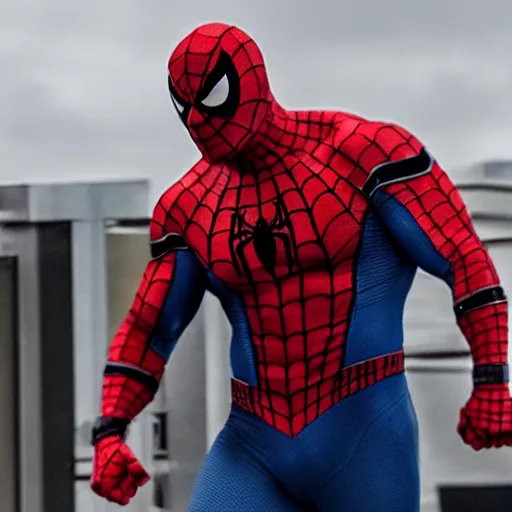 Prompt: dwayne johnson entrance scene wearing spiderman costumes