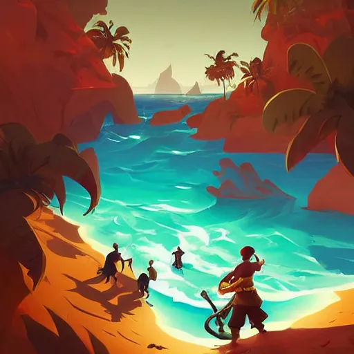 Image similar to painting treasure on sea of thieves game smooth median photoshop filter cutout vector, behance hd by jesper ejsing, by rhads, makoto shinkai and lois van baarle, ilya kuvshinov, rossdraws global illumination