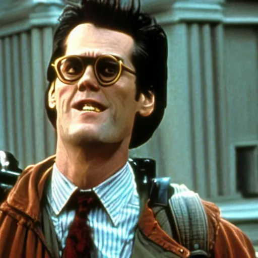 Image similar to Jim Carrey as Egon Spengler in the movie Ghostbusters