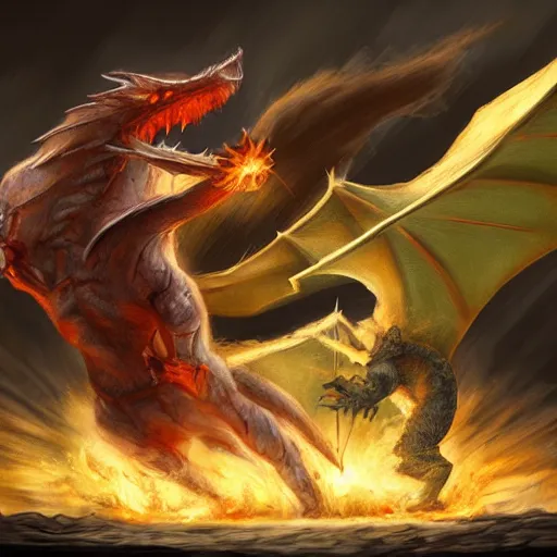 Prompt: a loaf of bread fighting a dragon, digital art, epic, well detailed