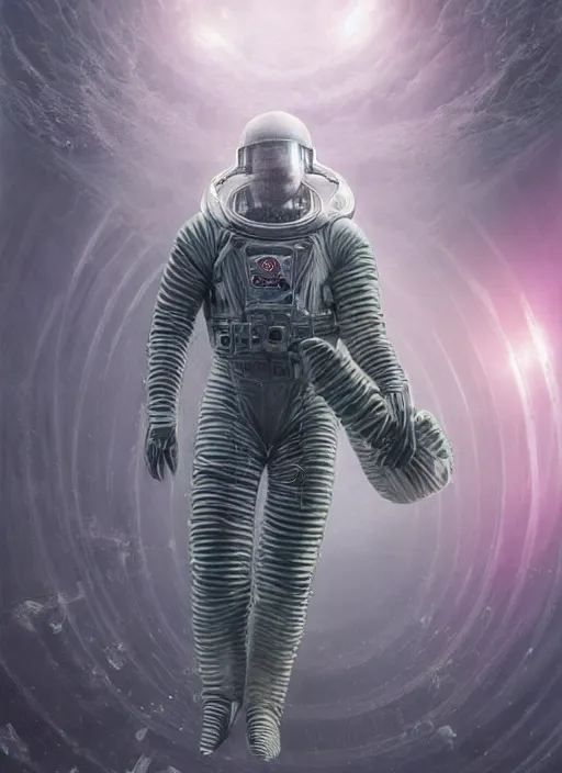 Image similar to astronauts in the dark infinite underwater void - complex and hyperdetailed technical suit, fabric material. reflection and dispersion materials. rays and dispersion of light. volumetric light. wide angle, f / 3 2. noise film photo. flash photography. ultra realistic, wide angle. poster by wayne barlowe, hajime sorayama aaron horkey, craig mullins