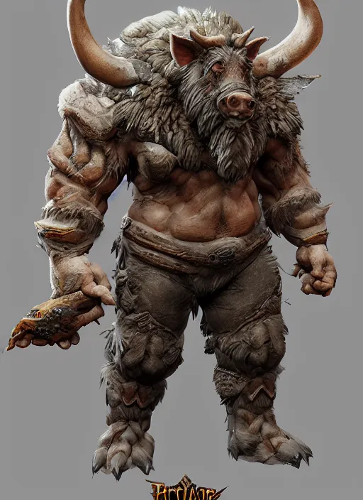 Prompt: а fantasy Proto-Slavic mythology boar inspired blizzard games, full body, detailed and realistic, 4k, top-artstation, octane render