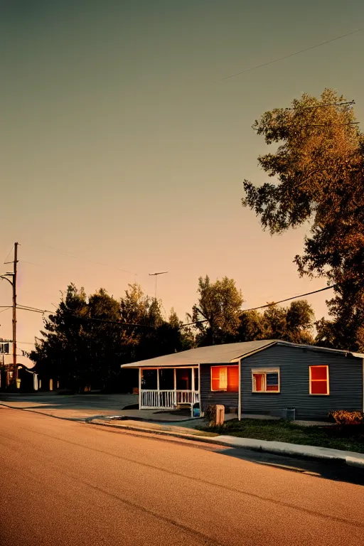 Image similar to a detailed photographic render of a 1 9 5 0 s american suburb at sunset by todd hido, photoreal, 4 k