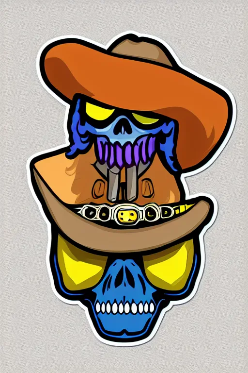 Image similar to A portrait of a skeletor that is a cowboy, sticker, colorful, illustration, highly detailed, smooth and clean vector curves, no jagged lines, vector art, smooth