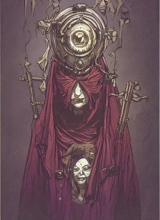 Image similar to high fantasy steampunk cultist portrait by moebius