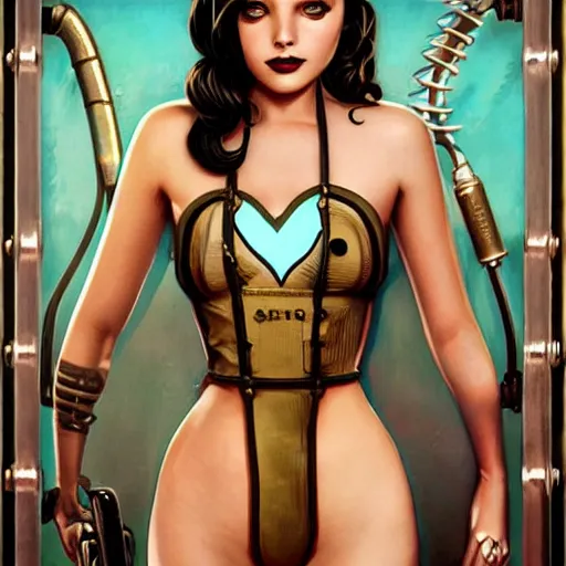 Image similar to lofi steampunk bioshock swimming suit, Pixar style, by Tristan Eaton Stanley Artgerm and Tom Bagshaw.