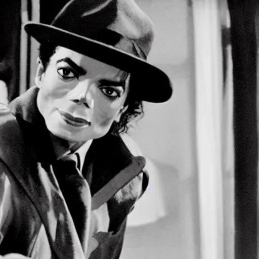 Image similar to michael jackson as a detective in a 1 9 5 6 s noir drama