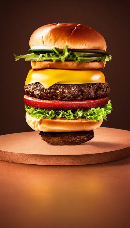 Image similar to an infinite burger, symmetry, cinematic, elegant, expensive, luxury materials, perfect light, perfect composition, dlsr photography, sharp focus, 4 k, ultra hd, sense of awe, by tiffany and swarovski