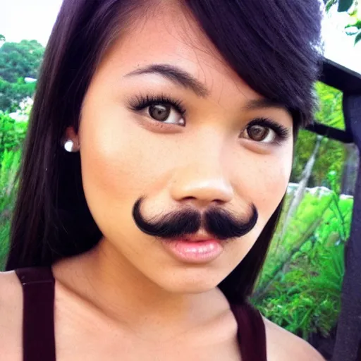 Prompt: pretty filipina with handlebar mustache
