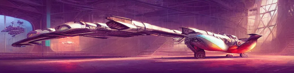 Image similar to concept art, retro - futurist steampunk pilot, airship hangar, imperious, octane render, artstation, dramatic neon lighting, glowing imperial motifs, eerie, mysterious, red turquoise accents, bladerunner, by gerald brom, james jean, syd mead, akihiko yoshida, cinematic