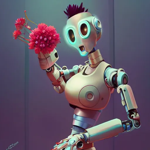 Image similar to flowerpunk robot, minimalist, behance hd by jesper ejsing, by rhads, makoto shinkai and lois van baarle, ilya kuvshinov, rossdraws global illumination