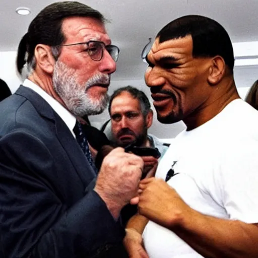 Image similar to spanish mariano rajoy with a k. o. against mike tyson