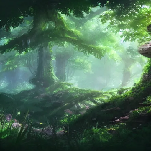 Prompt: lush forest trending on artstation, top 1 0 most beautiful photographs, award winning fantasy concept art, background of a studio ghibli film
