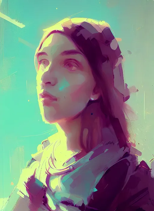 Image similar to portrait of a pretty young lady, by ismail inceoglu